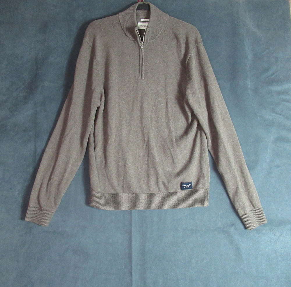 Abercrombie & Fitch Soft A&F Sweater Mens XL Brown 1/4 Zip Cotton Cashmere Knit